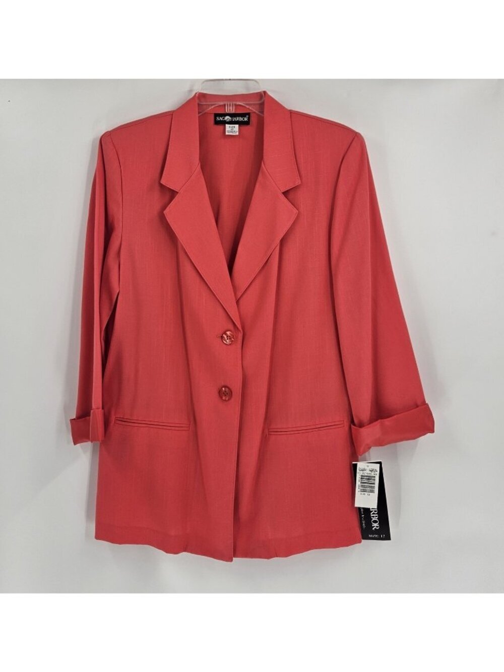 NWT Sag Harbor Coral Linen Look Blazer Women's Size 12 Business Casual Jacket